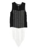 Patrizia Pepe sheer-panel fringed top - Black