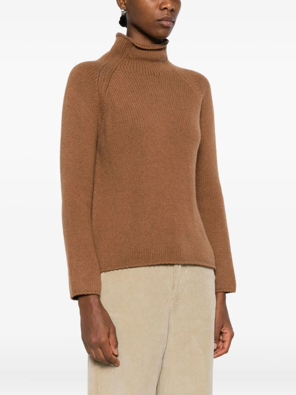 Scaglione Mock-neck Raglan-sleeve Sweater In Brown