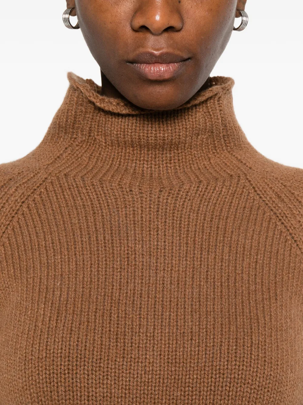 Scaglione Mock-neck Raglan-sleeve Sweater In Brown