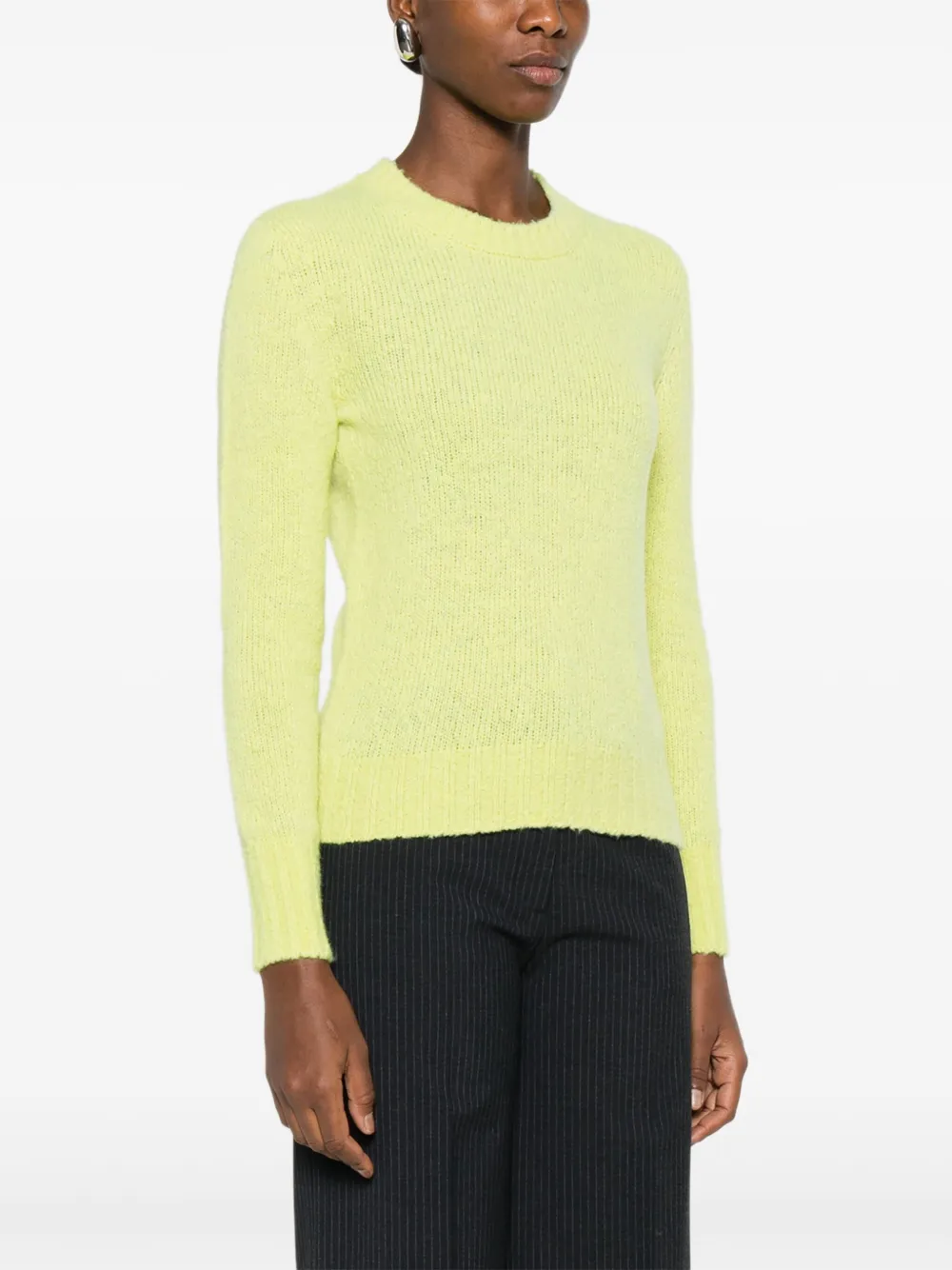 Scaglione Round-neck Long-sleeve Sweater In Yellow