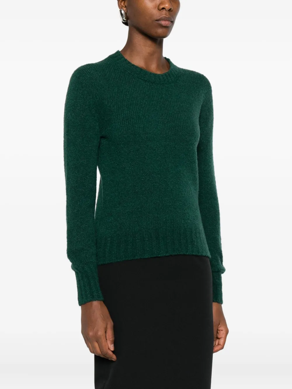 Scaglione Round-neck Puff-sleeve Sweater In Green