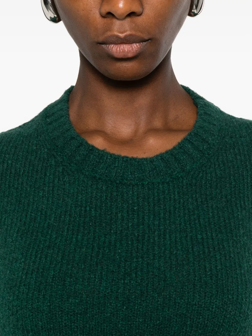 Scaglione Round-neck Puff-sleeve Sweater In Green