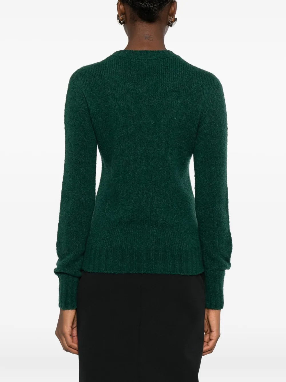 Scaglione Round-neck Puff-sleeve Sweater In Green