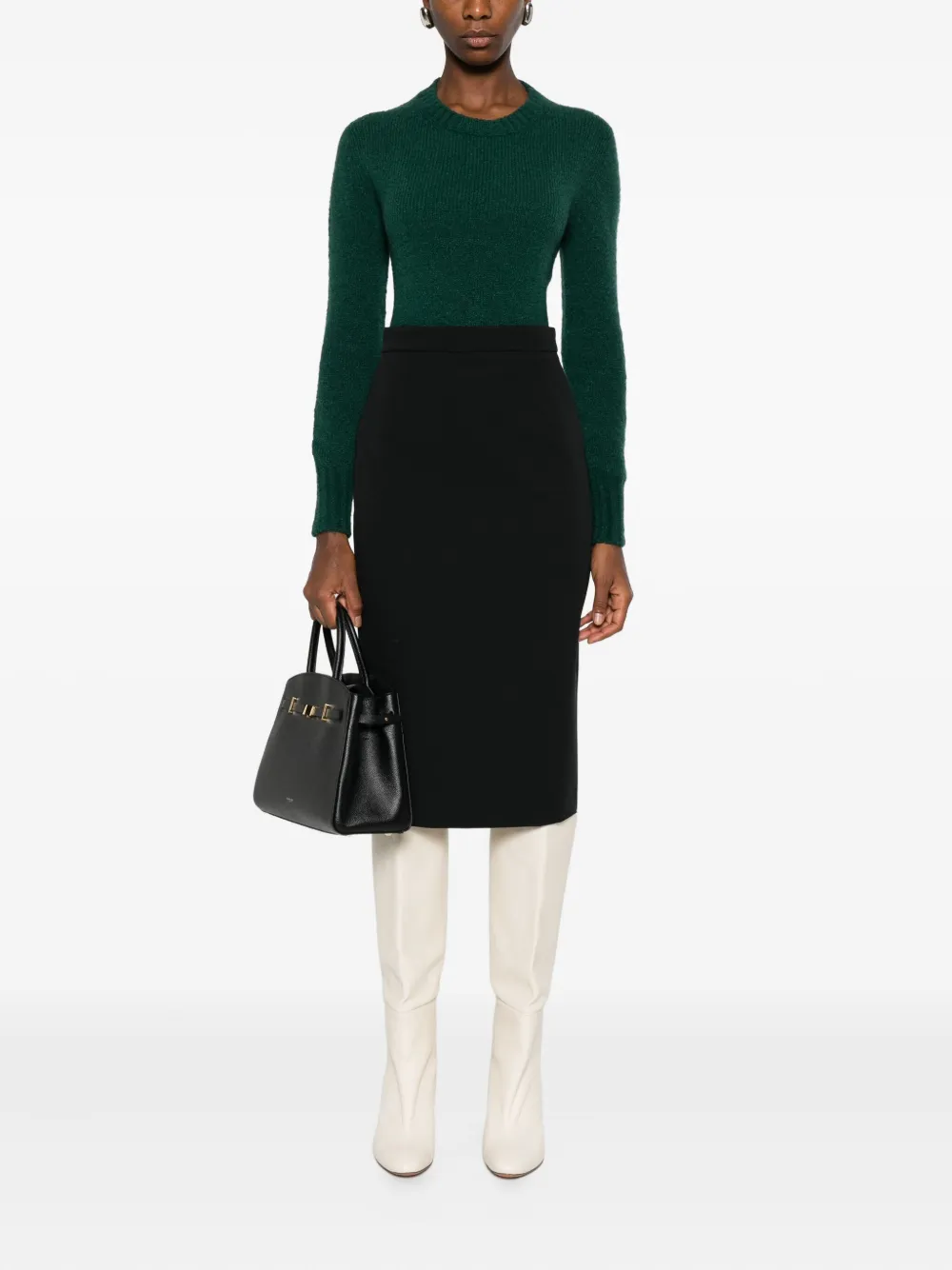 Scaglione Round-neck Puff-sleeve Sweater In Green