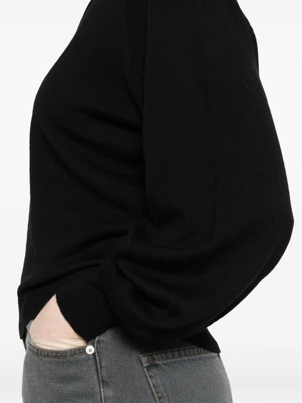 Scaglione V-neck Balloon-sleeve Sweater In Black