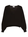 SCAGLIONE v-neck balloon-sleeve sweater - Brown