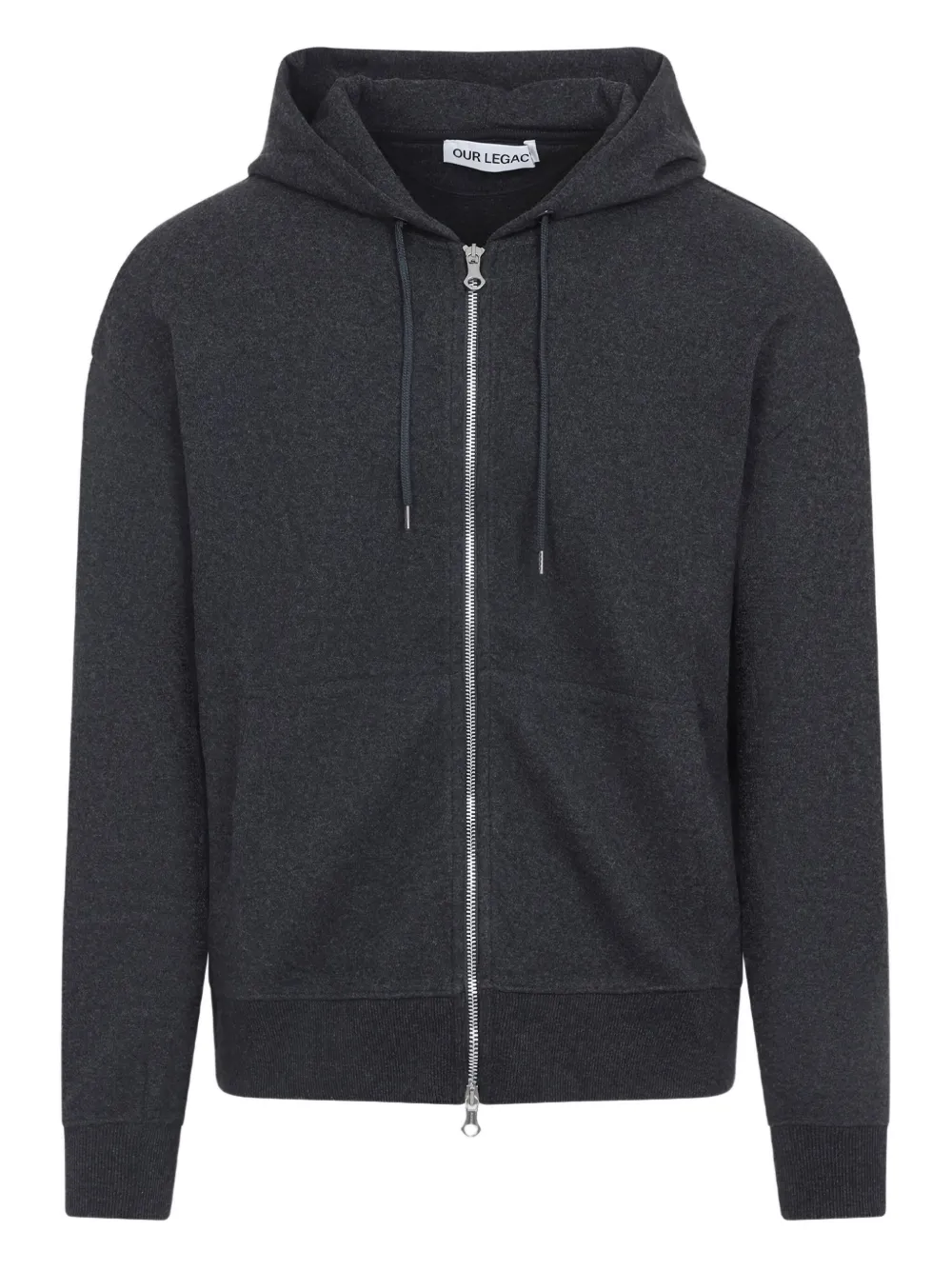 OUR LEGACY zip-up cotton hoodie | Black | Image 1