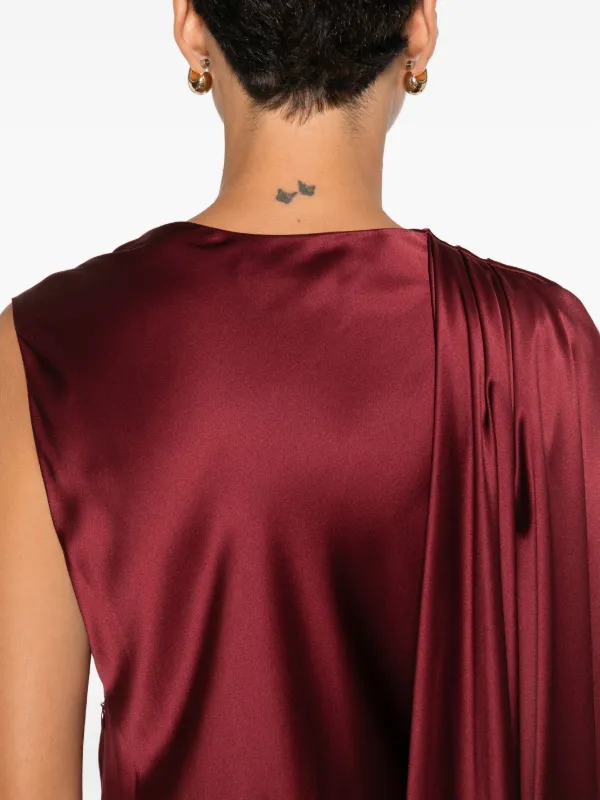 max mara red silk dress Max Mara Draped One-shoulder Maxi Dress