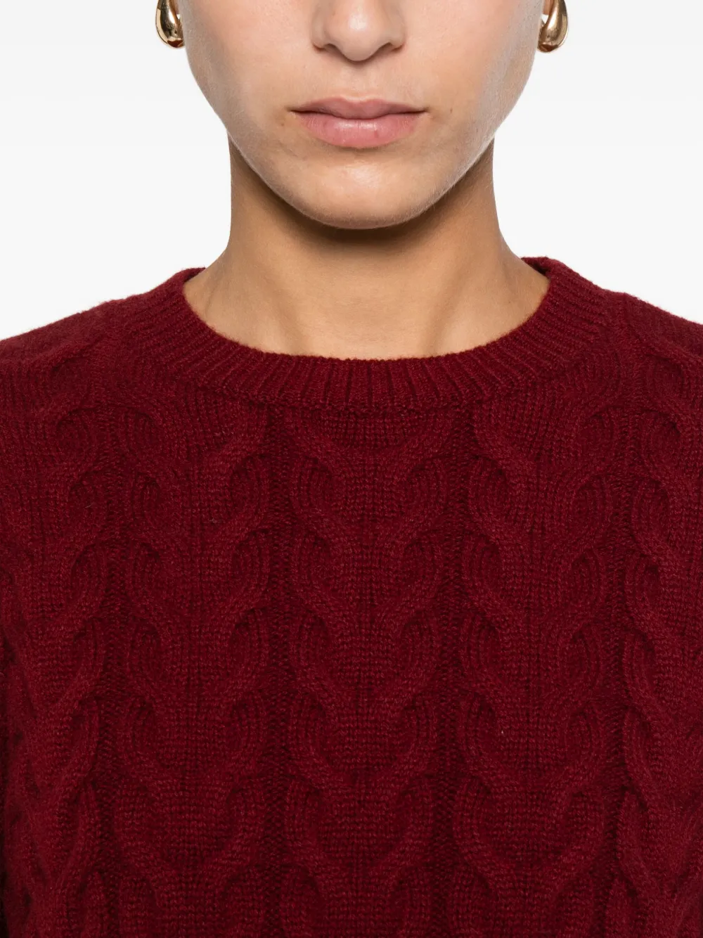 Max Mara Aramis Cable-knit Cashmere Sweater In Red