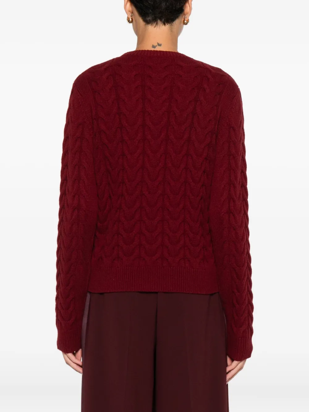 Max Mara Aramis Cable-knit Cashmere Sweater In Red