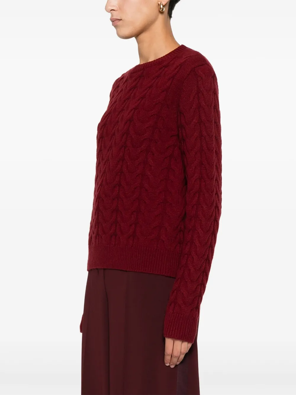 Max Mara Aramis Cable-knit Cashmere Sweater In Red