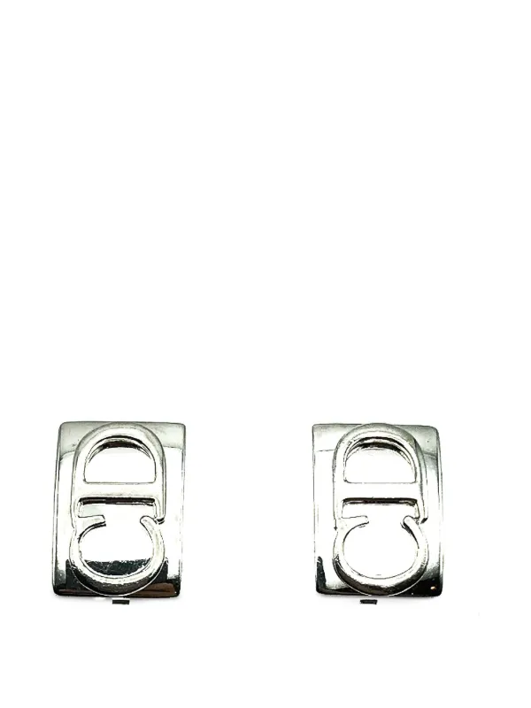 Dior Pre-owned 1980s Logo Earrings in Silver