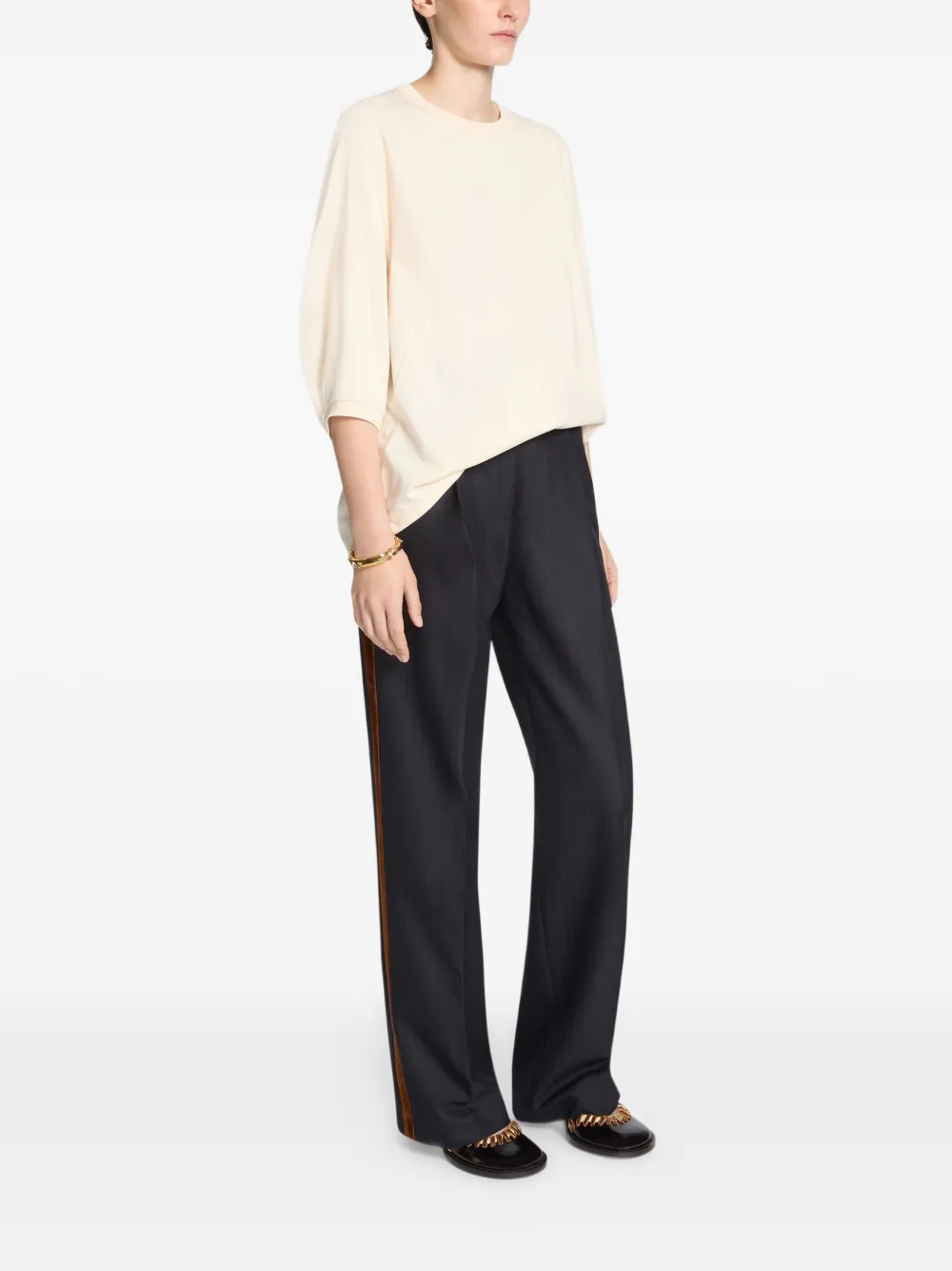 DRIES VAN NOTEN Broek met fluwelen afwerking Blauw