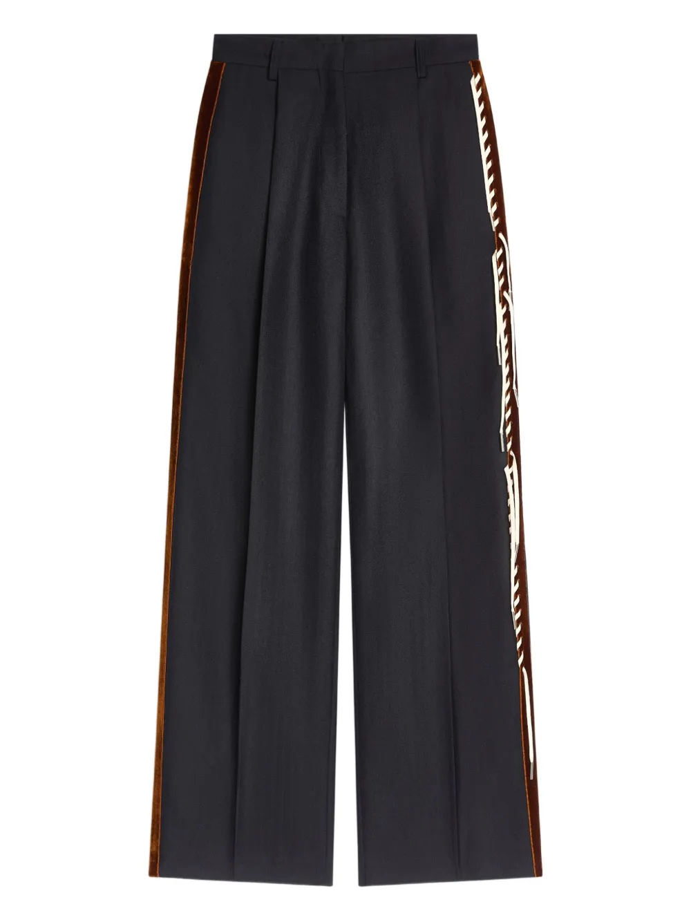 DRIES VAN NOTEN velvet-trim trousers | Blue | Image 1