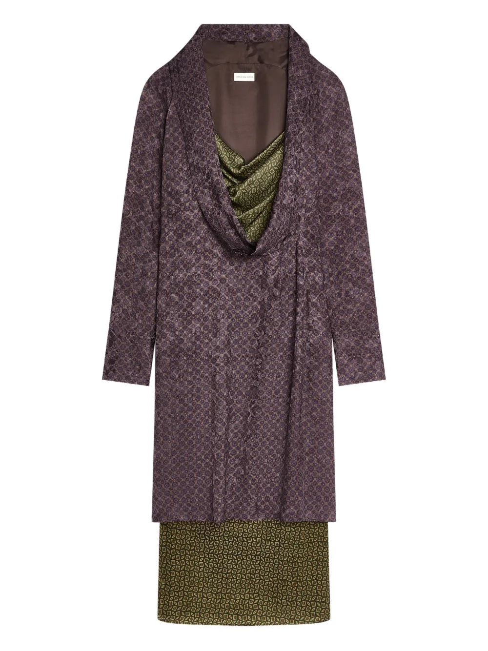 DRIES VAN NOTEN layered patterned midi dress | Red | Image 1