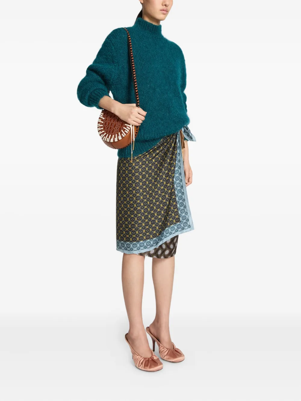  Dries Van Noten Crocodile-effect Braided-strap Crossbody Bag - Brown 