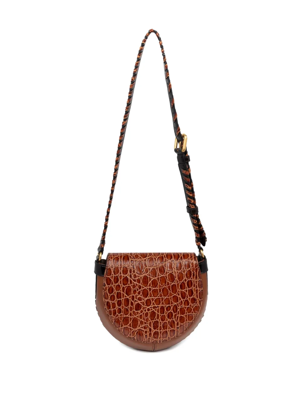  Dries Van Noten Crocodile-effect Braided-strap Crossbody Bag - Brown 
