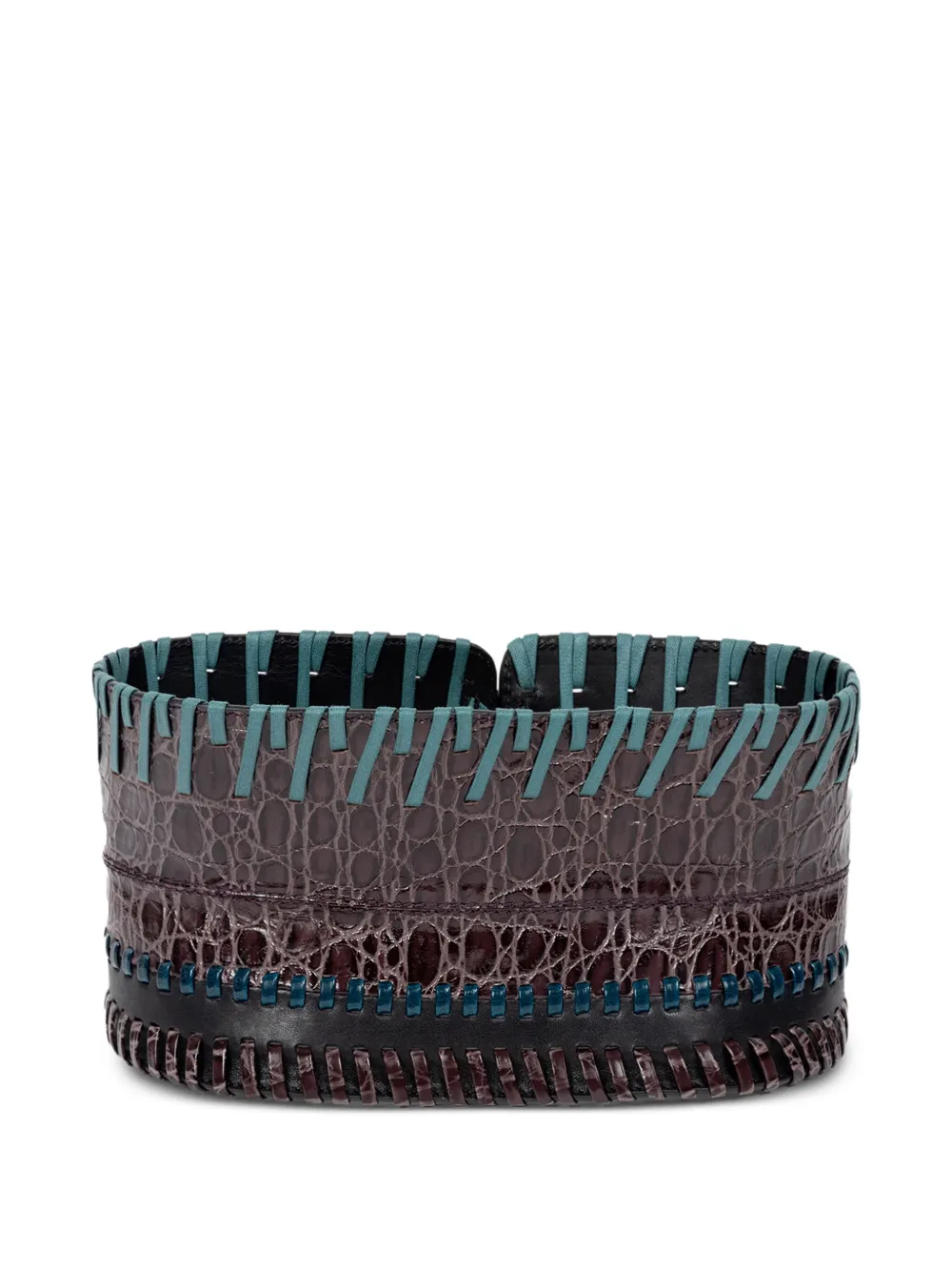Dries Van Noten Whipstitch-embellished Corset Belt In Blue