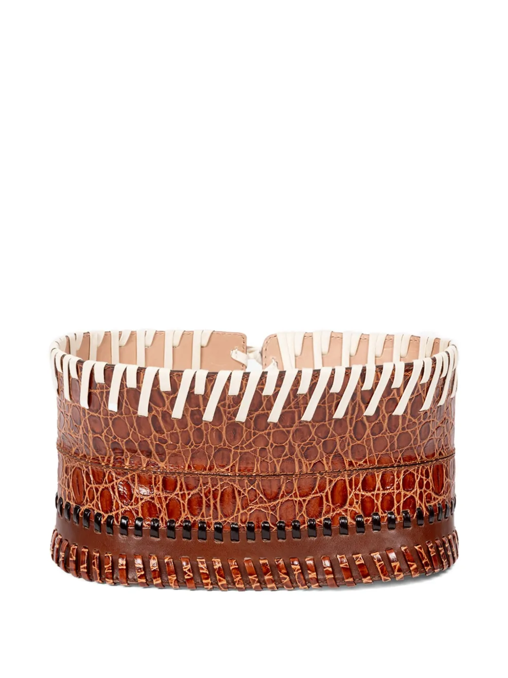 DRIES VAN NOTEN Korset riem verfraaid met stiksel - Bruin