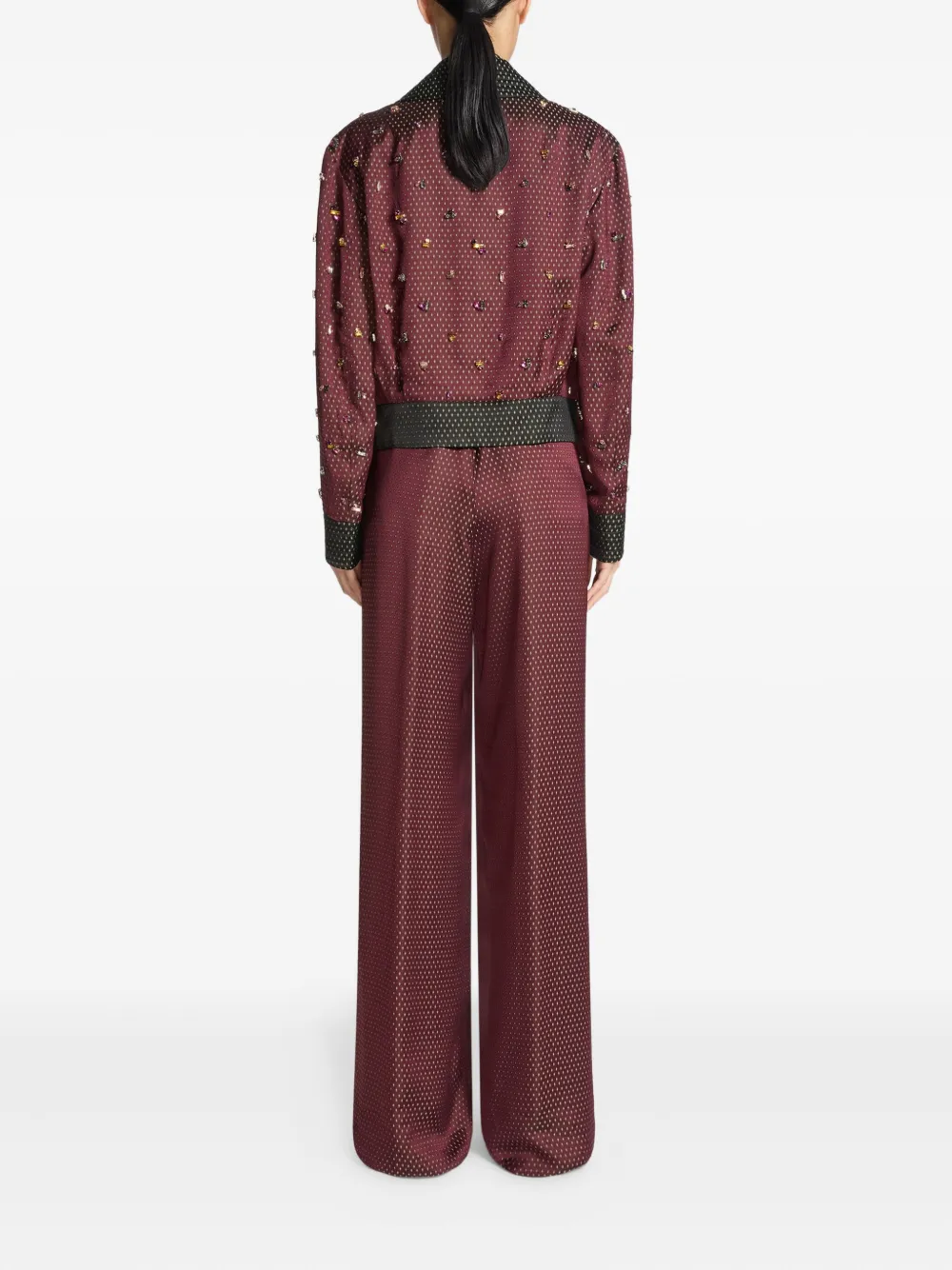 Dries Van Noten Jacquard Cropped Jacket In Red