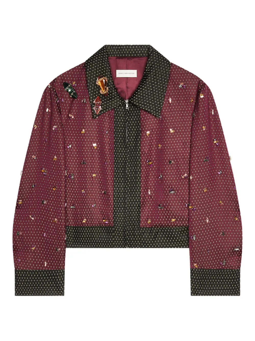 Dries Van Noten Jacquard Cropped Jacket In Red