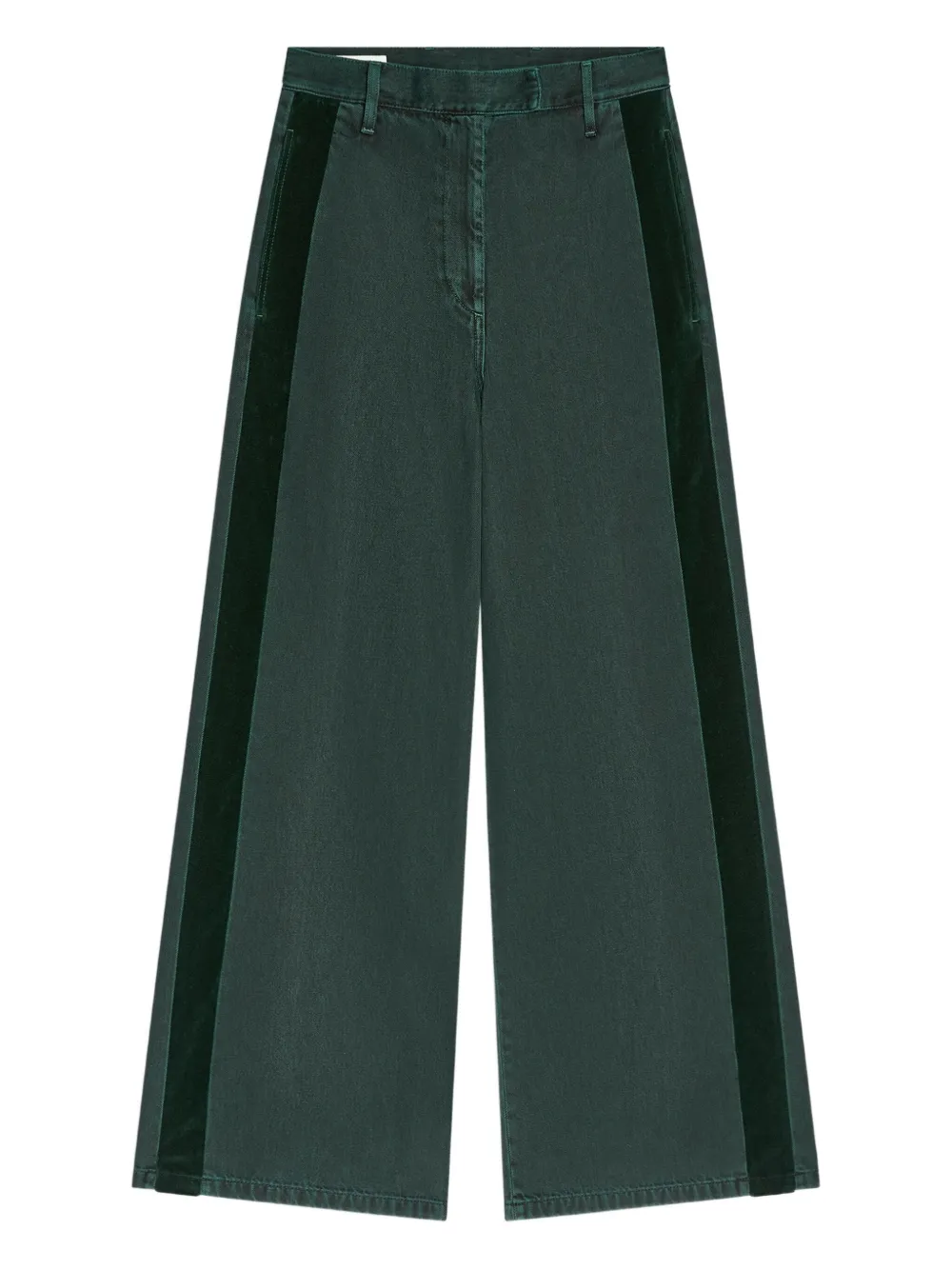 Dries Van Noten Side-stripe Denim Trousers In Green