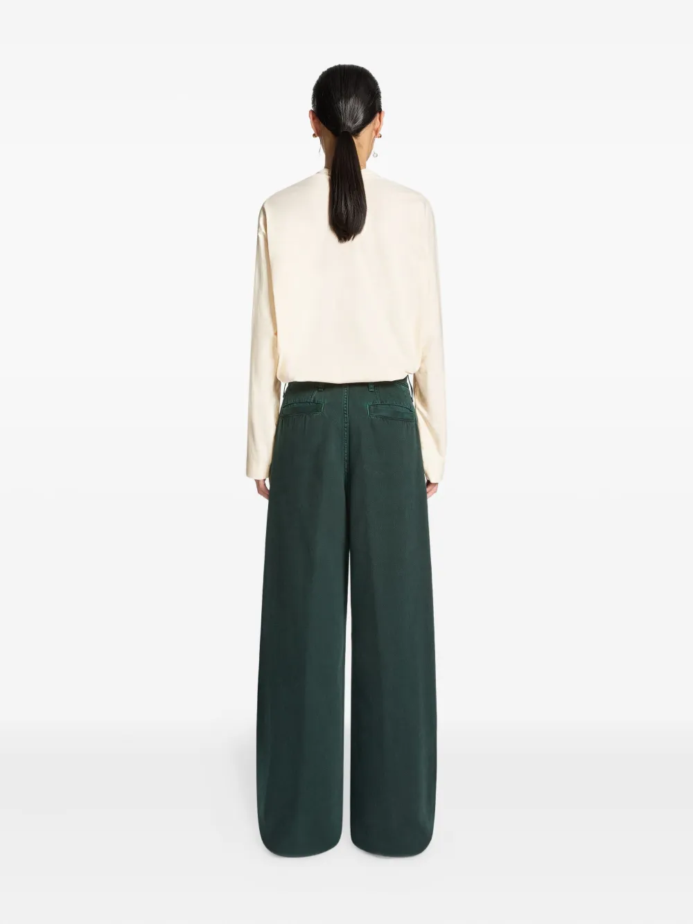 Dries Van Noten Side-stripe Denim Trousers In Green