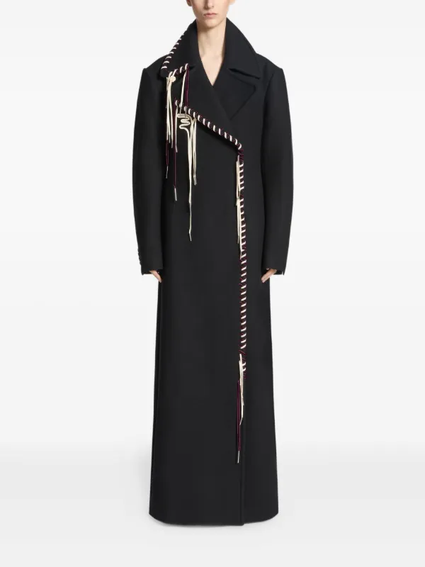 ジャケット・アウター DRIES VAN NOTEN long coat DRIES VAN NOTEN whipstitch-embellished Coat | Black | FARFETCH SG