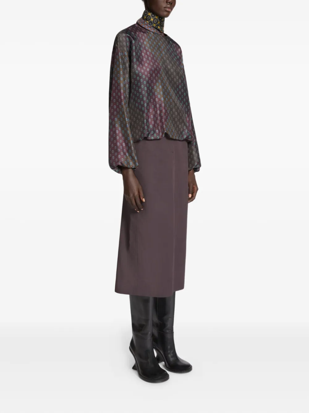 Dries Van Noten Tailored Midi Skirt In Brown