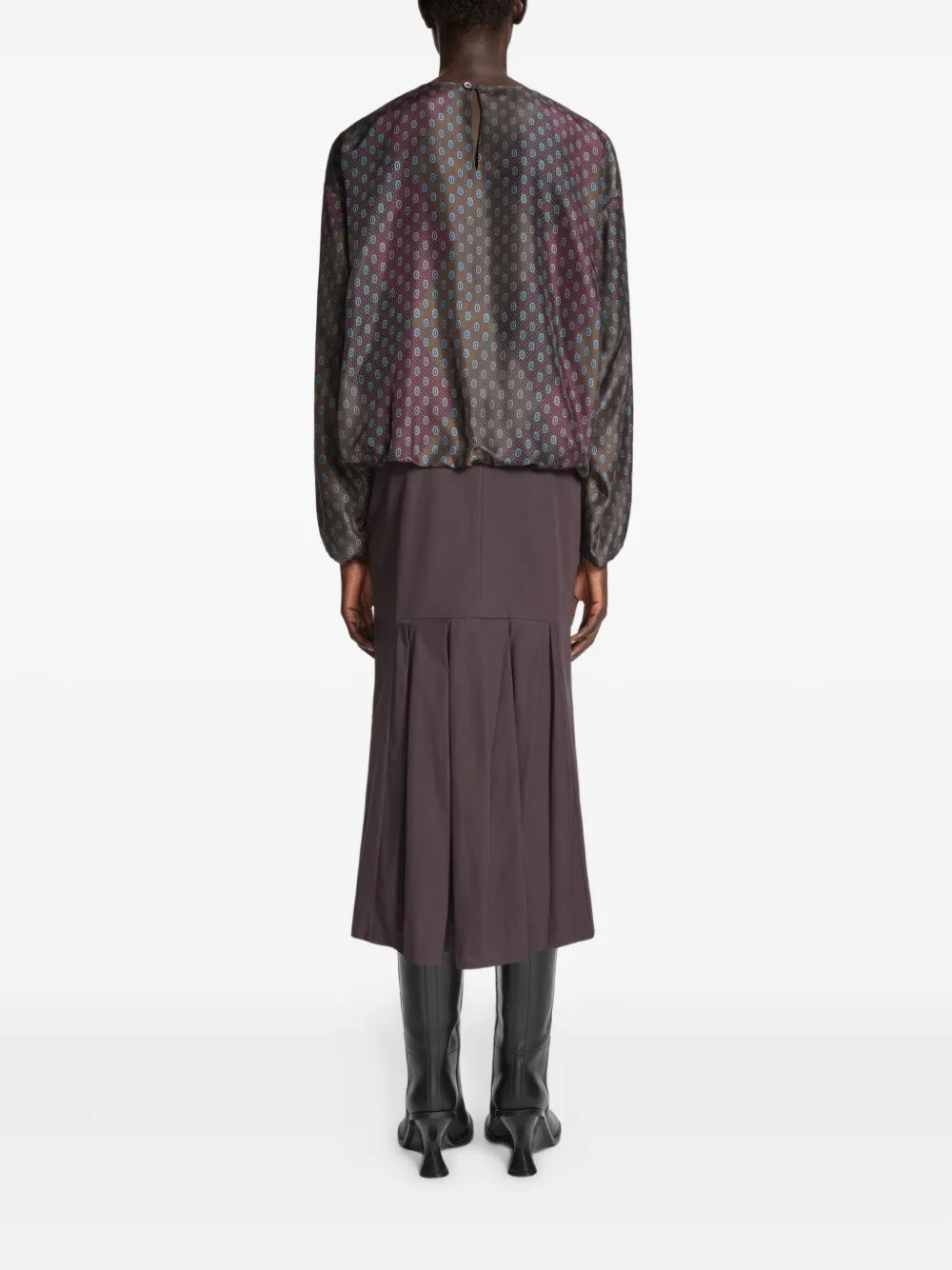 Dries Van Noten Tailored Midi Skirt In Brown