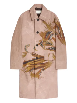 DRIES VAN NOTEN floral-print Coat | Pink | FARFETCH