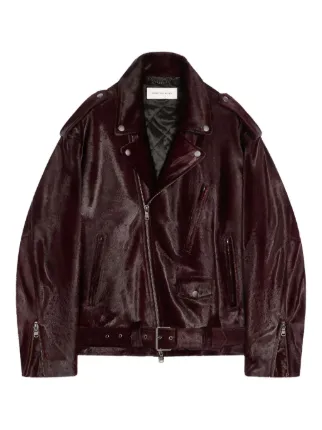 Dries Van Noten 21AW ベルベット ジャケット DRIES VAN NOTEN ベルテッド ライダースジャケット | レッド | FARFETCH JP