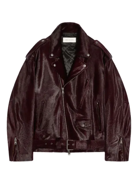 DRIES VAN NOTEN belted biker jacket