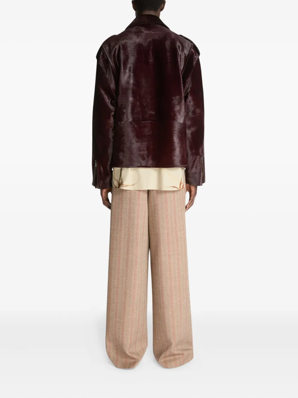 Dries Van Noten Belted Biker Jacket In Red