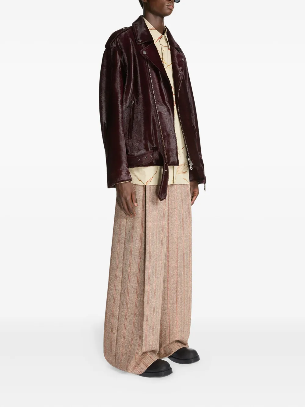 Dries Van Noten Belted Biker Jacket In Red