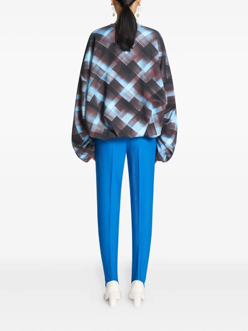 Dries Van Noten Geometric-pattern Long-sleeve Sweatshirt In Blue