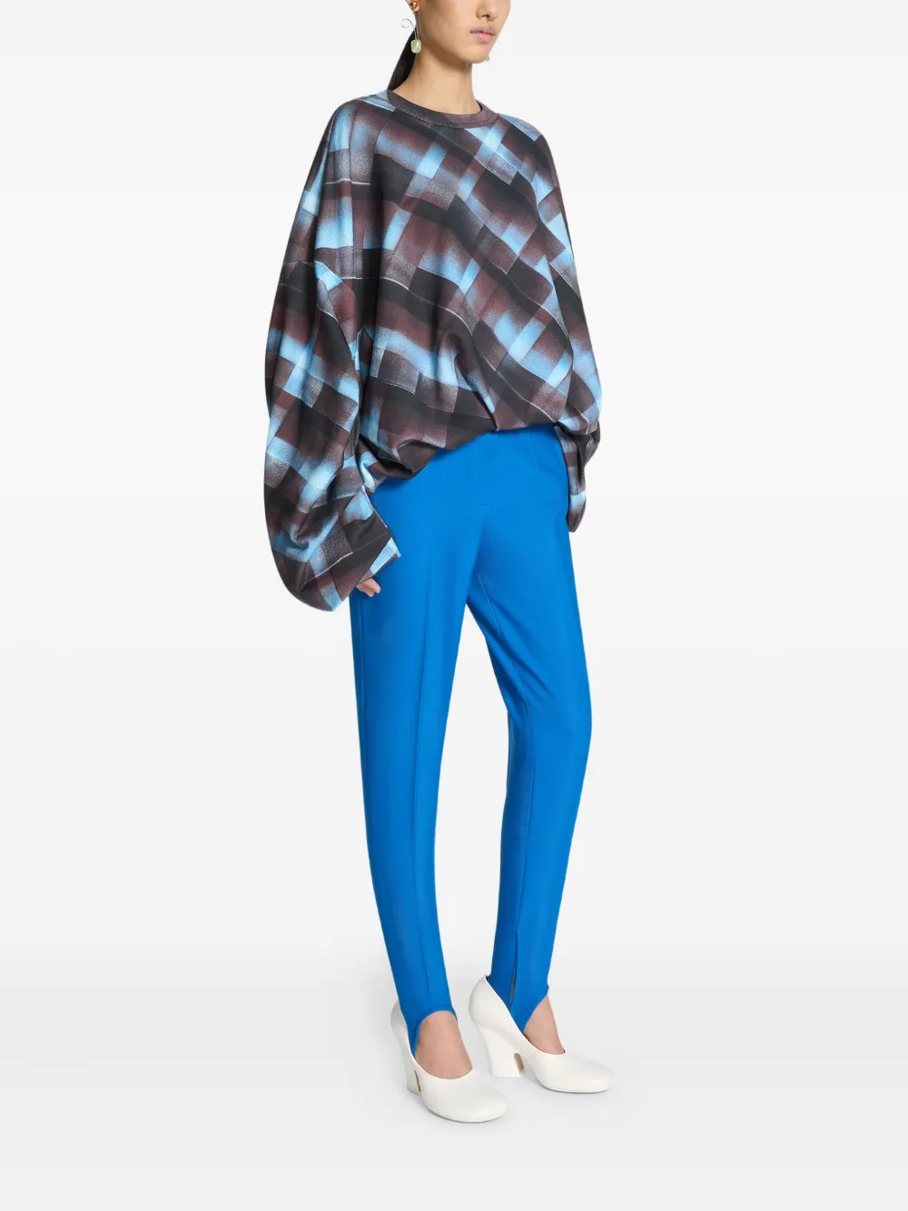 Dries Van Noten Geometric-pattern Long-sleeve Sweatshirt In Blue