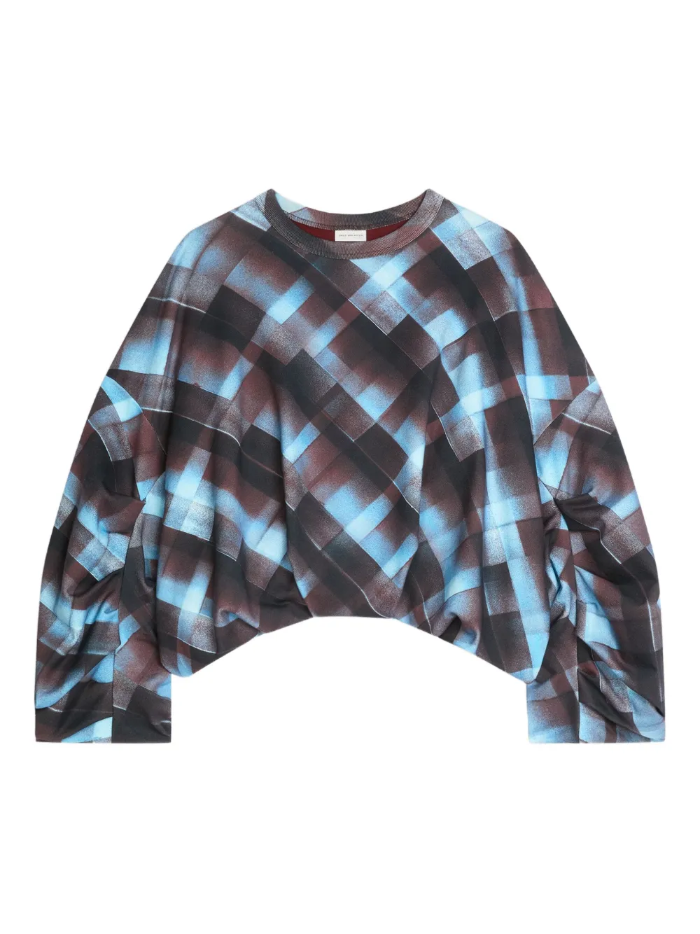 Dries Van Noten Geometric-pattern Long-sleeve Sweatshirt In Blue