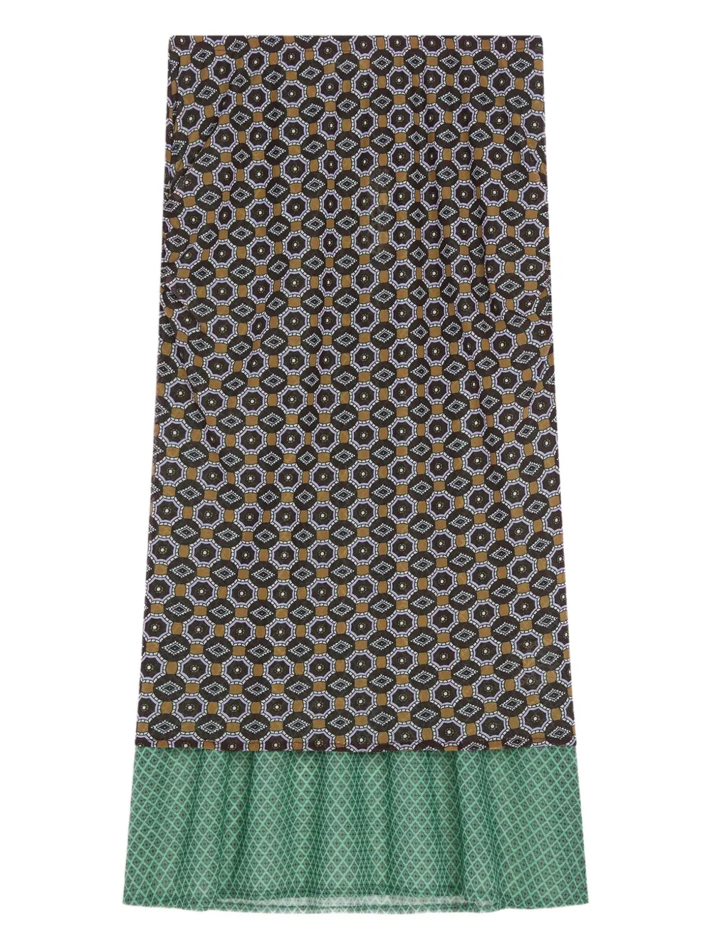 DRIES VAN NOTEN geometric-pattern ruffle-hem midi skirt | Brown | Image 1