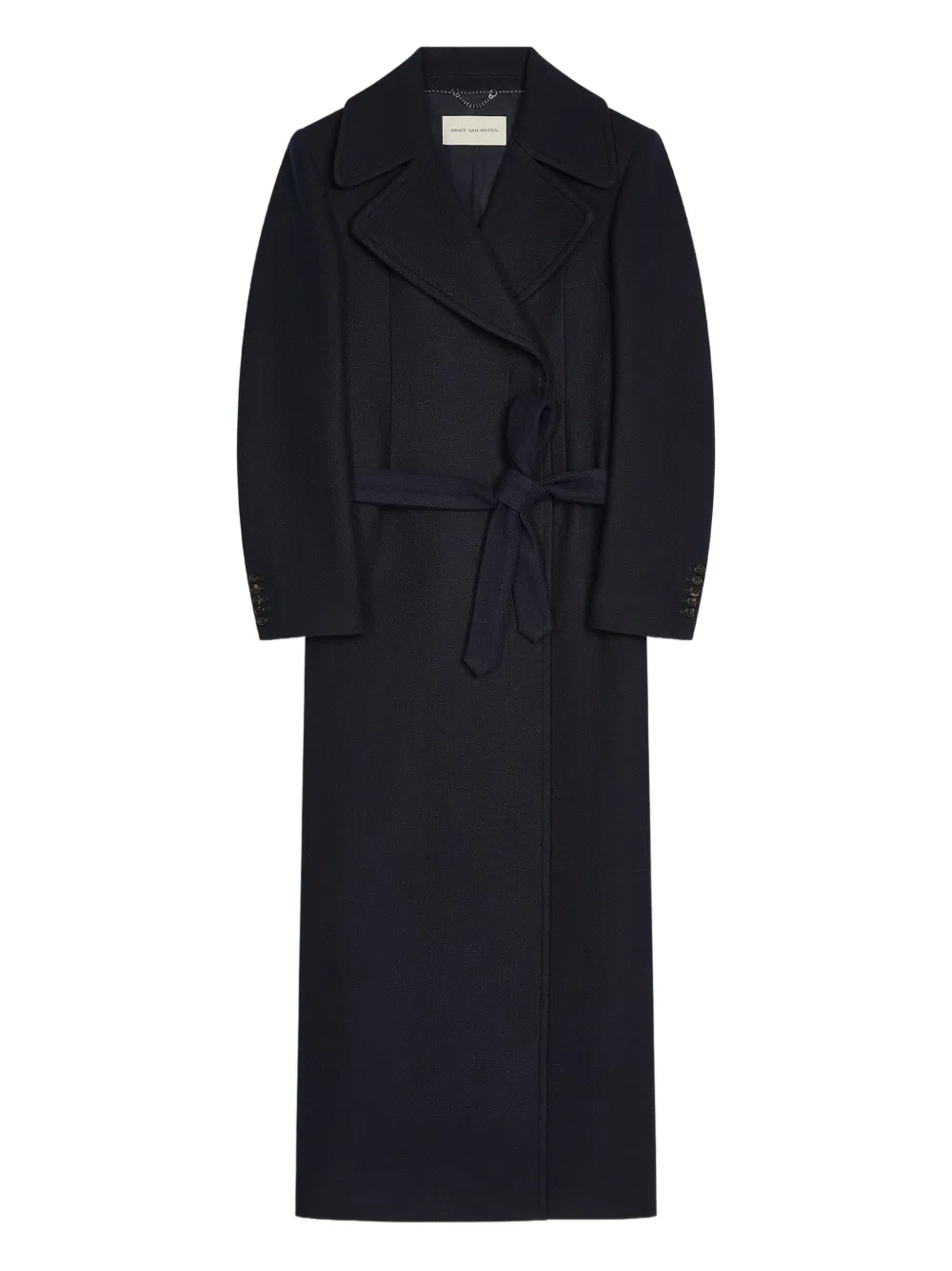 DRIES VAN NOTEN abrigo con doble botonadura y cinturón | azul | Image 1