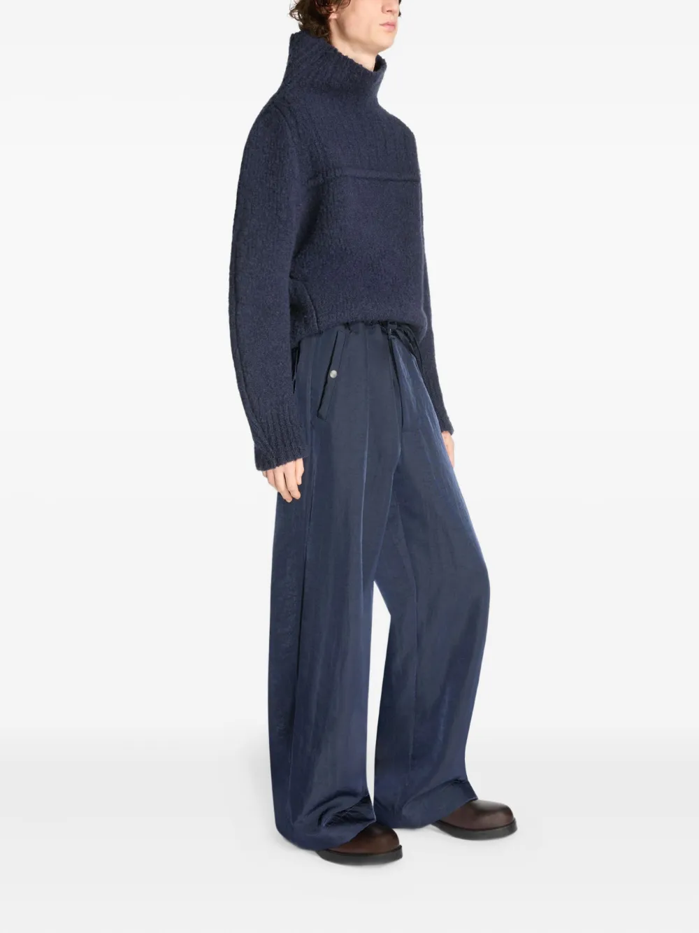 Dries Van Noten Drawstring Side-pocket Trousers In Blue