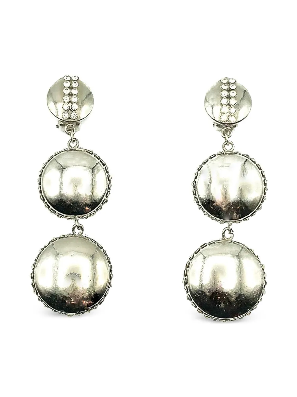 Jennifer Gibson Jewellery 1970s crystal button drop earrings - Argento
