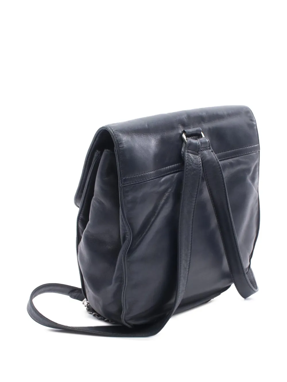 Pre-owned Chanel 1996-1997 Cc Stitched Lambskin Backpack In Blue