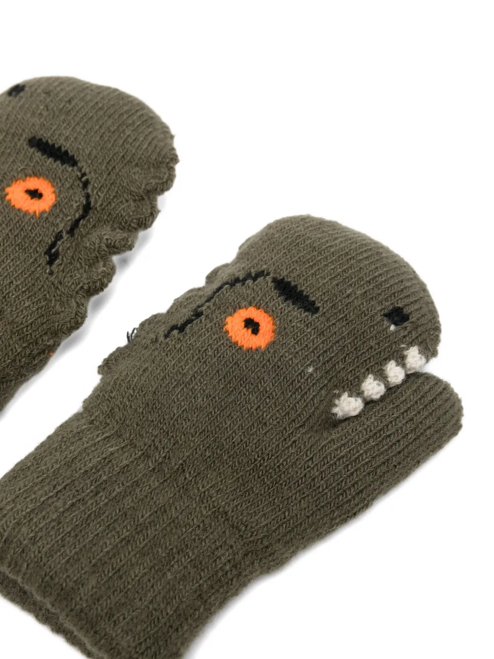 Molo Dinosaur-face Mittens In Brown
