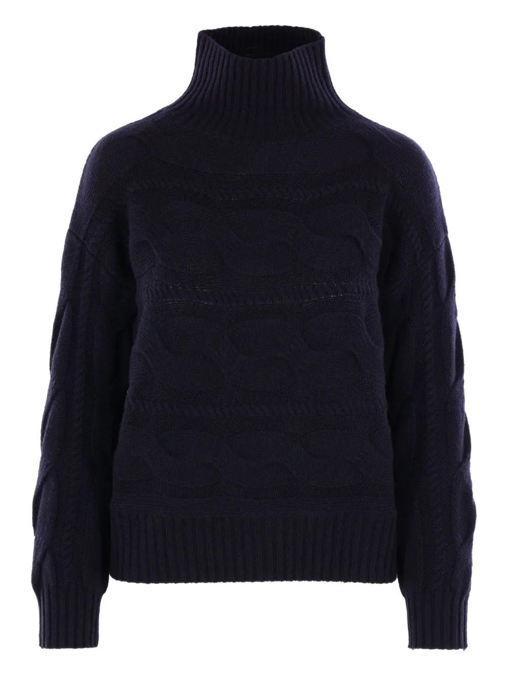 Max Mara High-neck Cable-knit Sweater In Blue