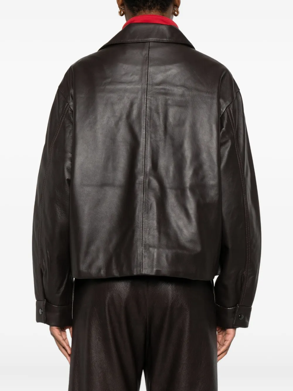 Kassl Editions Side-pocket Eather Jacket In Brown
