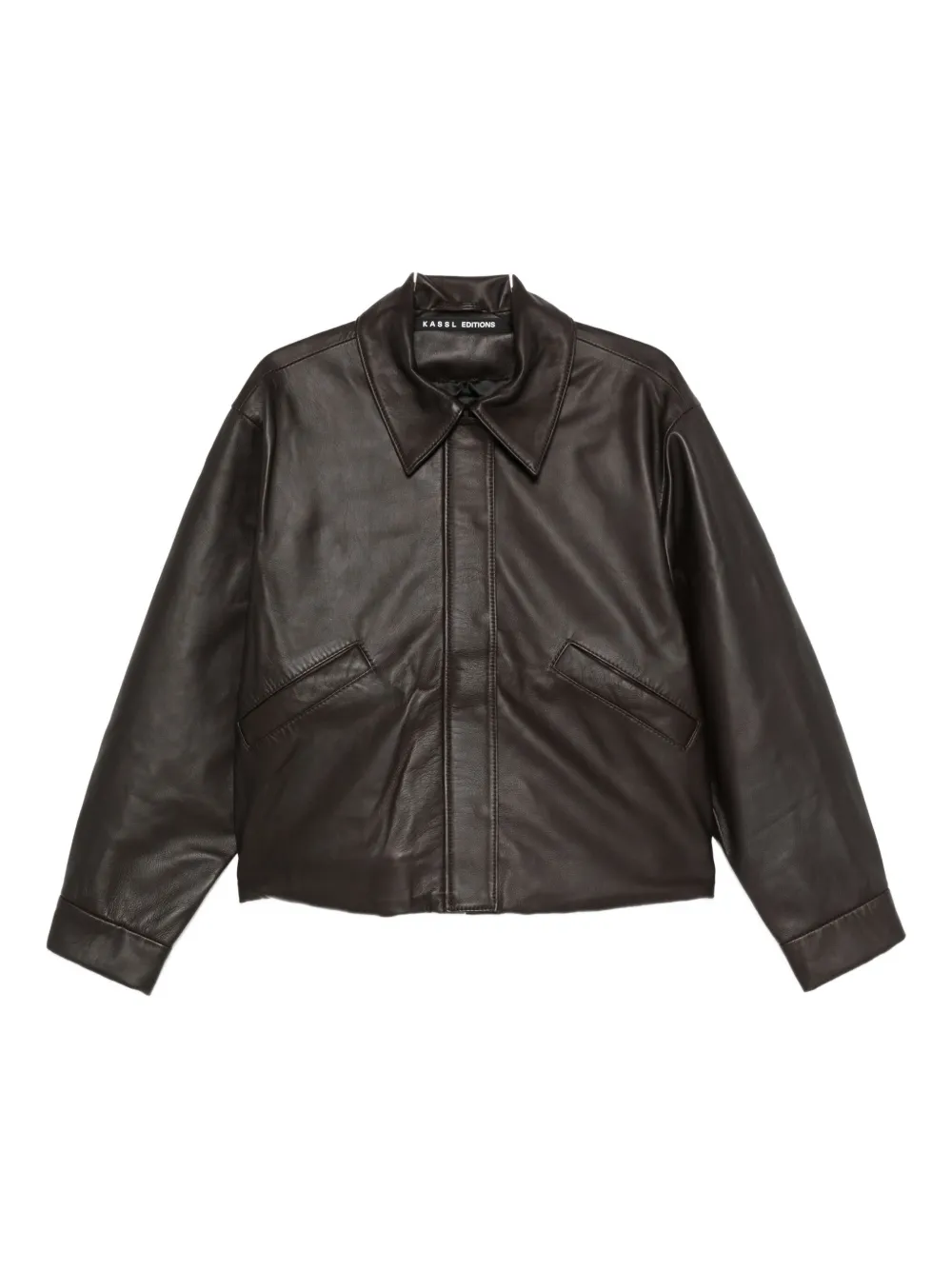 Kassl Editions Side-pocket Eather Jacket In Brown