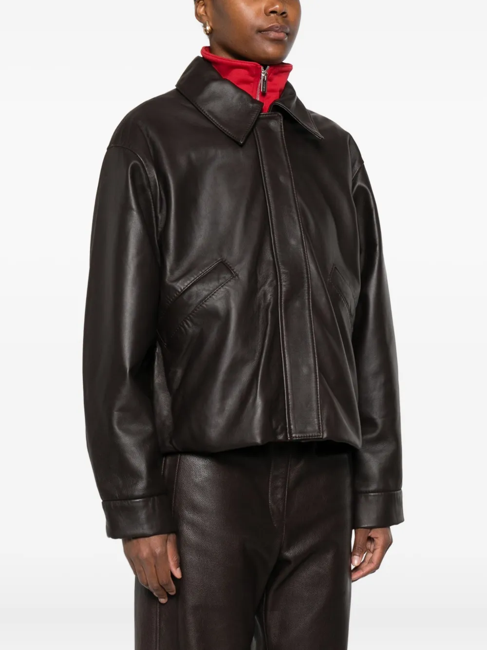 Kassl Editions Side-pocket Eather Jacket In Brown