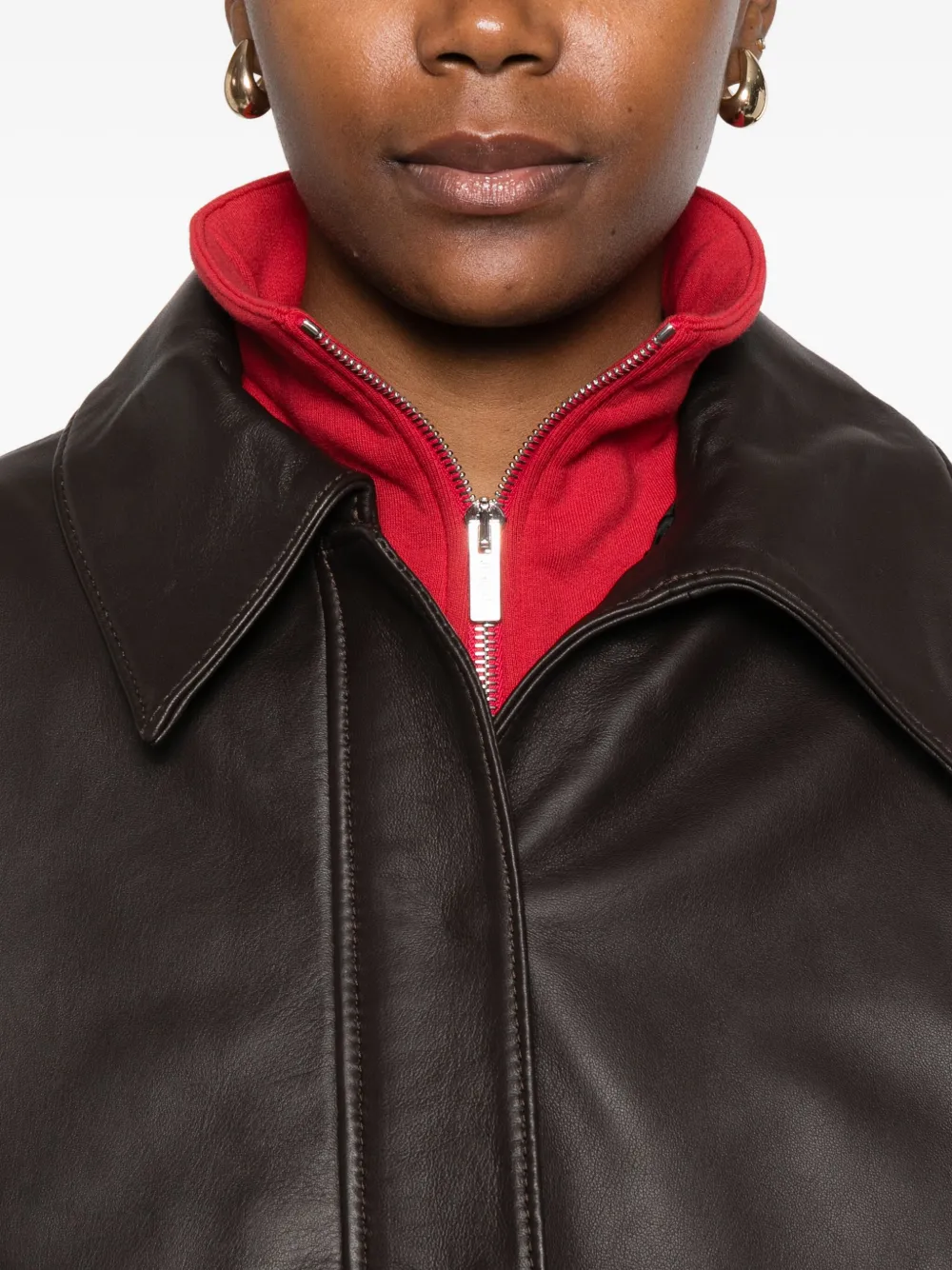 Kassl Editions Side-pocket Eather Jacket In Brown