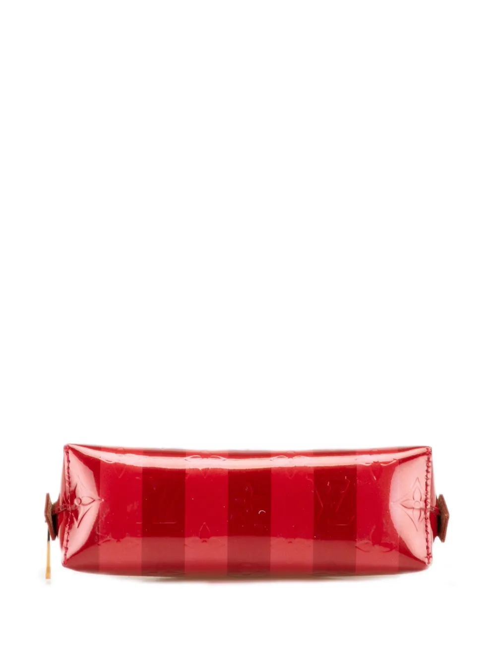 Pre-owned Louis Vuitton 2011 Monogram Vernis Rayures Cosmetic Pouch In Red